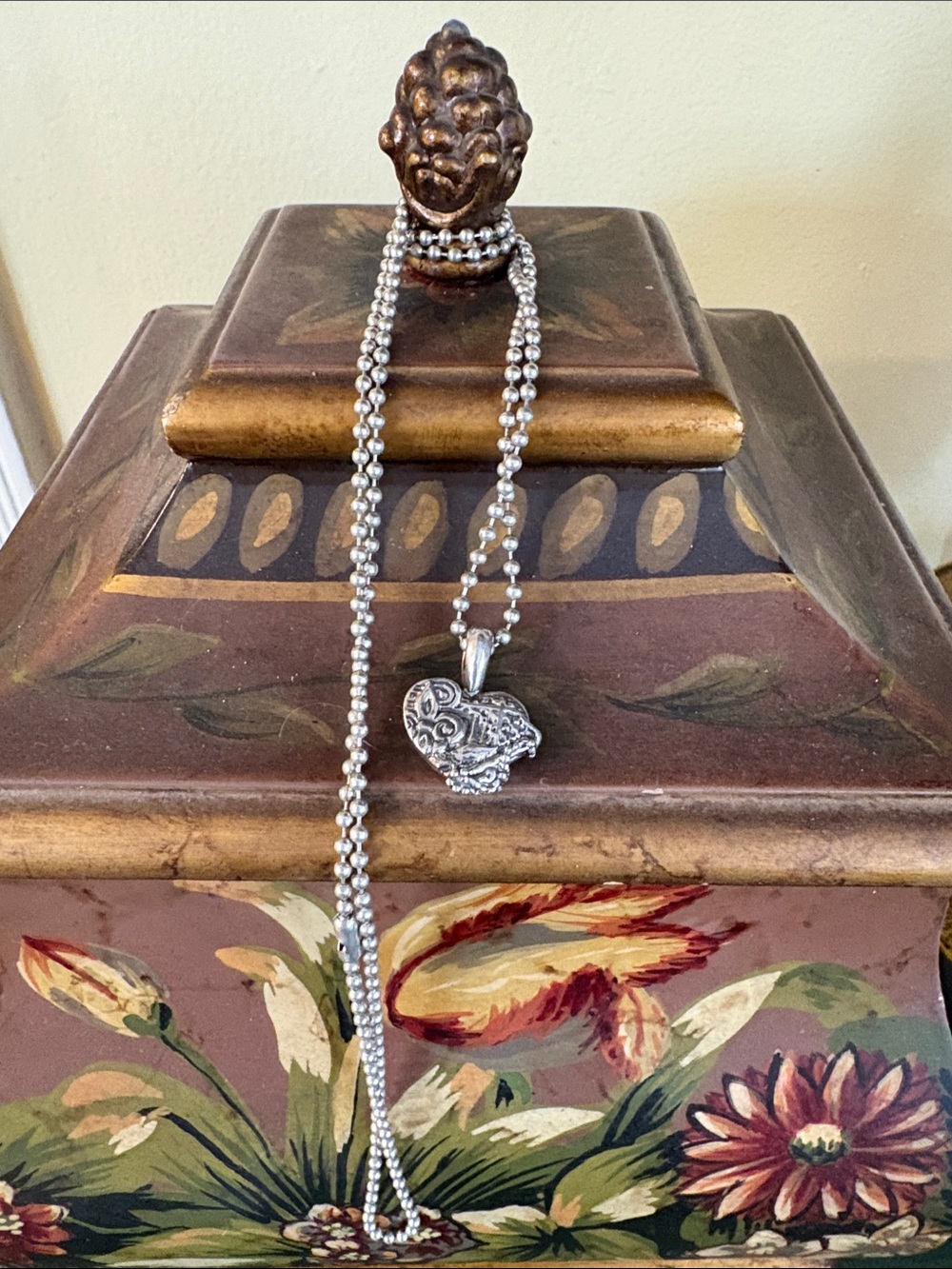 LAGOS Caviar Heart of New Orleans 925 SS Silver Pendant and Ball Chain Necklace